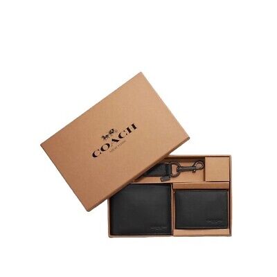 COACH - COACH BOXED 3 IN 1 WALLET GIFT SET WITH KEY FOB - BLACK
