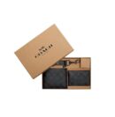 COACH - COACH BOXED 3 IN 1 WALLET GIFT SET WITH KEY FOB - CHARCOAL BLACK