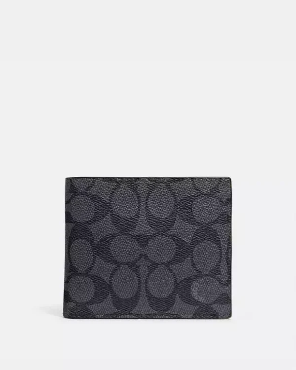 COACH - COACH BOXED 3 IN 1 WALLET GIFT SET WITH KEY FOB - CHARCOAL BLACK - Imagen 2