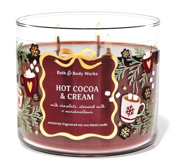 BATH & BODY WORKS (VELA 3 MECHAS) - HOT COCOA & CREAM