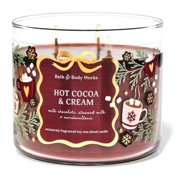 BATH & BODY WORKS (VELA 3 MECHAS) - HOT COCOA & CREAM