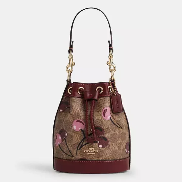 COACH - MINI BUCKET BAG SIGNATURED CHERRY