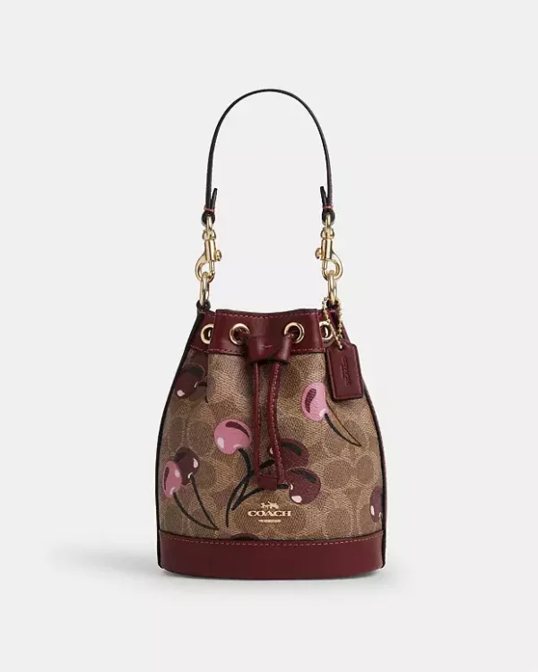 COACH - MINI BUCKET BAG SIGNATURED CHERRY