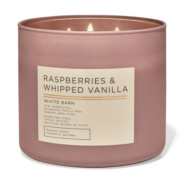 BATH & BODY WORKS (VELA 3 MECHAS) - RASPBERRIES & WIPPED VANILLA