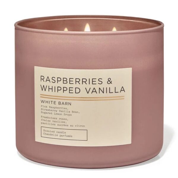 BATH & BODY WORKS (VELA 3 MECHAS) - RASPBERRIES & WIPPED VANILLA