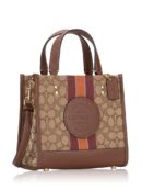 COACH - SIGNATURE JACQUARD STRIPE DEMPSEY TOTE 22 KHAKI SUDDLE MULTI