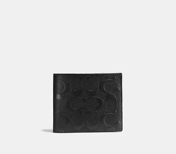 3 IN 1 WALLET IN SIGNATURE CROSSGRAIN LEATHER - BLACK