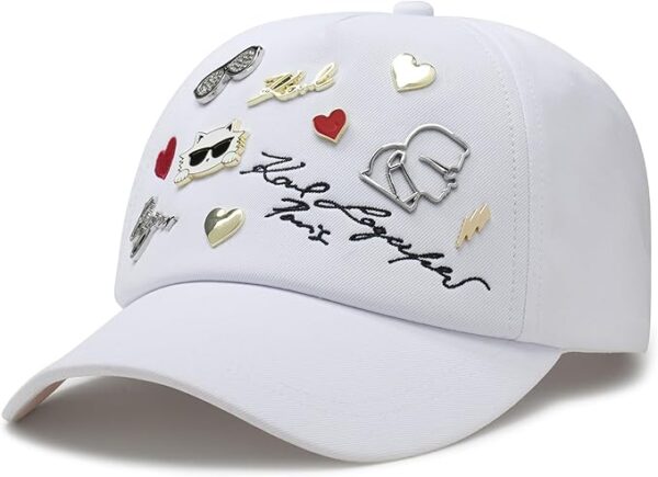 KARL LAGERFELD - CHARMS BASEBALL CAP PINS WHITE