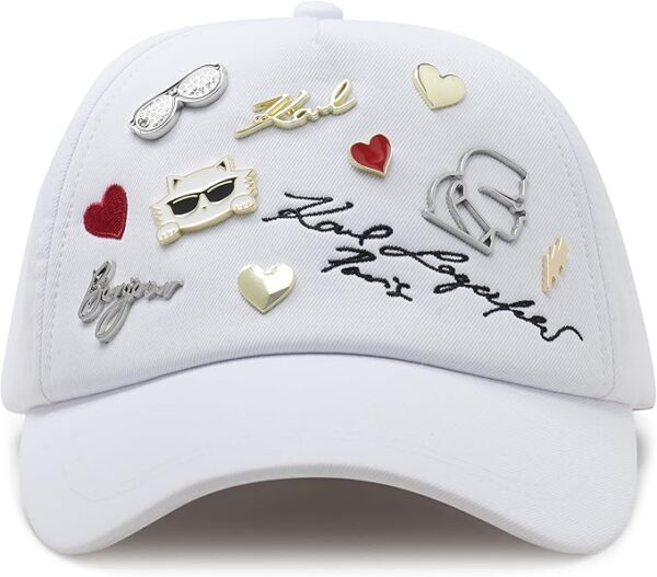 KARL LAGERFELD - CHARMS BASEBALL CAP PINS WHITE - Imagen 2