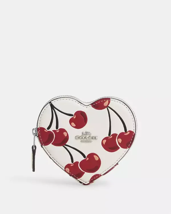COACH HEART COIN CASE - CHERRY PRINT