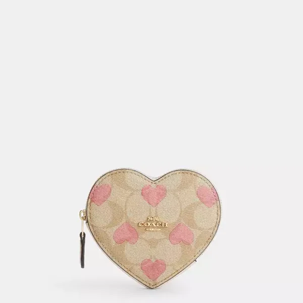 COACH HEART COIN CASE - HEARTH/KHAKI