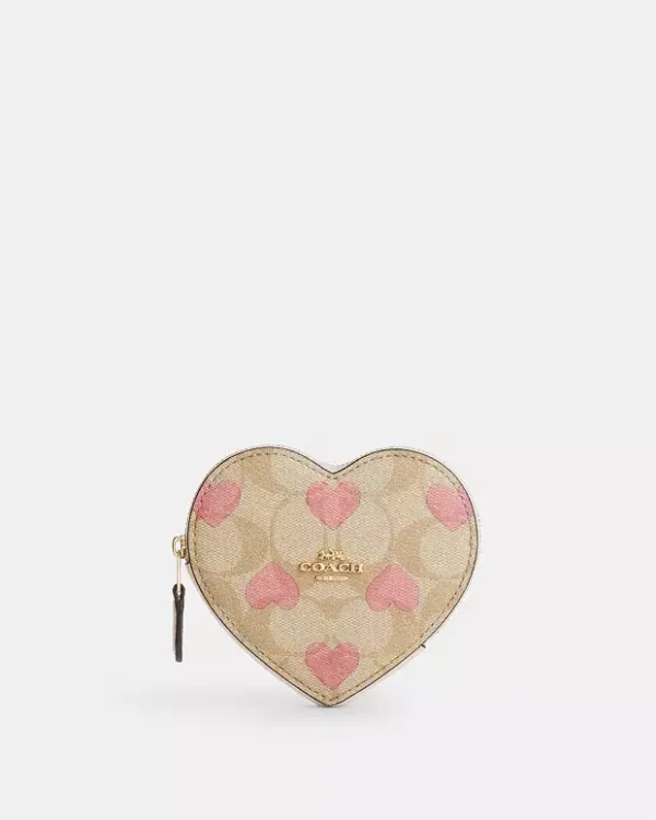COACH HEART COIN CASE - HEARTH/KHAKI