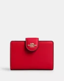 COACH MRDIUM CORNER ZIP - BOLD RED