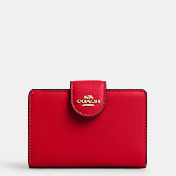 COACH MRDIUM CORNER ZIP - BOLD RED