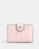 COACH MRDIUM CORNER ZIP WALLET IN SIGNATURE LEATHER - BLUSH