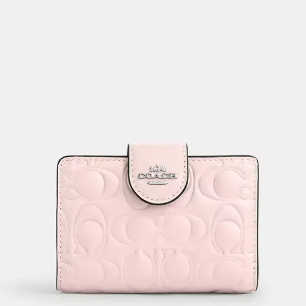 COACH MRDIUM CORNER ZIP WALLET IN SIGNATURE LEATHER - BLUSH