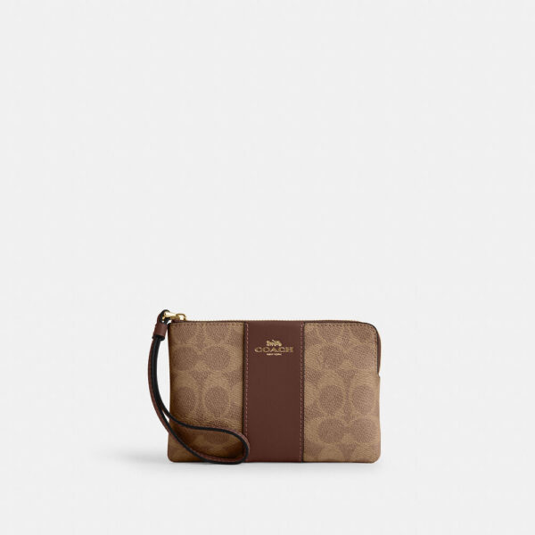 COACH CORNER ZIP WRISTLET IN SIGNATURE CANVAS WITH STRIPE - Imagen 2