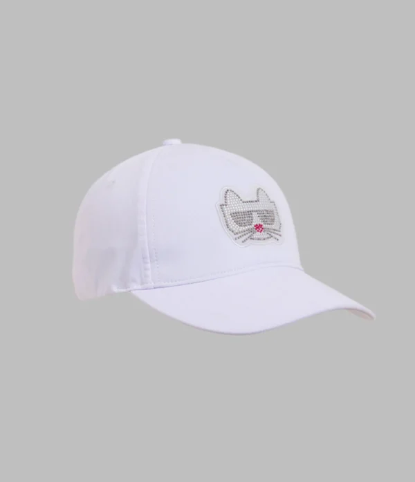 KARL LAGERFELD - EMBELLISHED CHOUPETTE BASEBALL CAP WHITE - Imagen 2