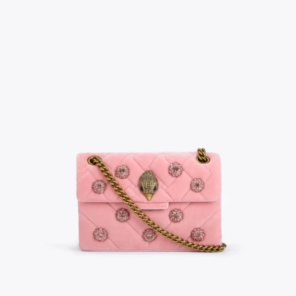 KURT GEIGER - MINI VELVET KENSINGTON BAG PALE PINK