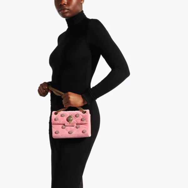 KURT GEIGER - MINI VELVET KENSINGTON BAG PALE PINK - Imagen 2