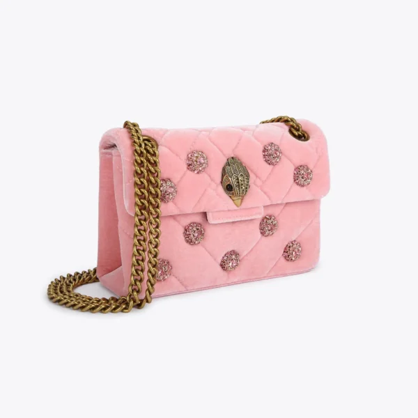 KURT GEIGER - MINI VELVET KENSINGTON BAG PALE PINK - Imagen 3