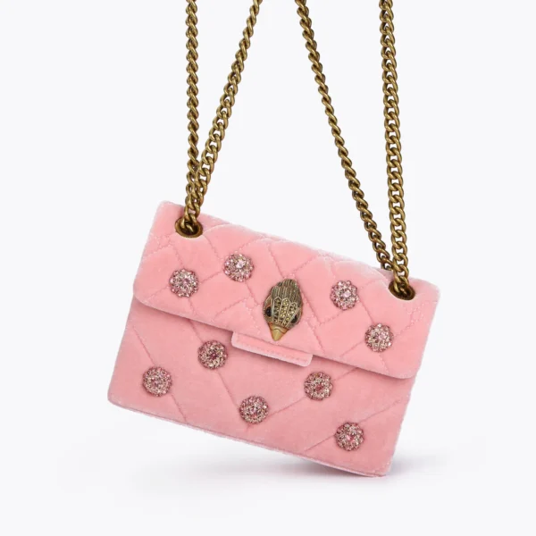 KURT GEIGER - MINI VELVET KENSINGTON BAG PALE PINK - Imagen 6