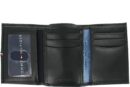 TOMMY HILFIGER GENUINE LEATHER ID HOLDER TRI FOLD WALLET - BLACK