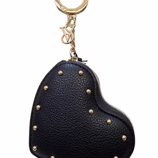 VICTORIA´S SECRET HEART COIN PURSE KEYCHAIN - BLACK/GOLD