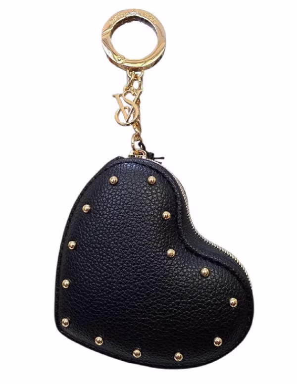 VICTORIA´S SECRET HEART COIN PURSE KEYCHAIN - BLACK/GOLD